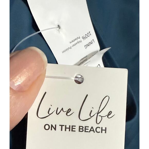 New with Tag Cupshe Teal Blue Deep V Neck size Large Swimsuit - Picture 5 of 6